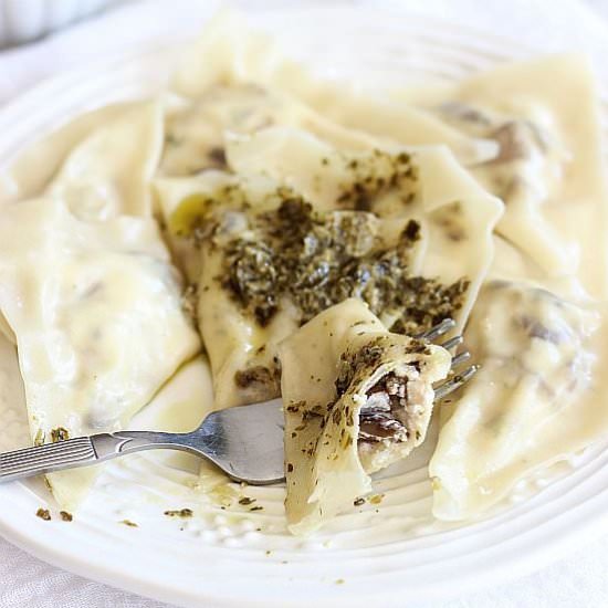 Homemade 3-Cheese Mushroom Ravioli