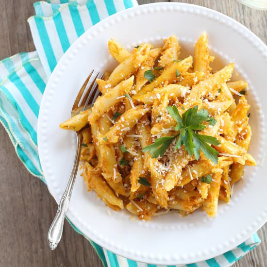 Cheesy Pumpkin Pasta Bake