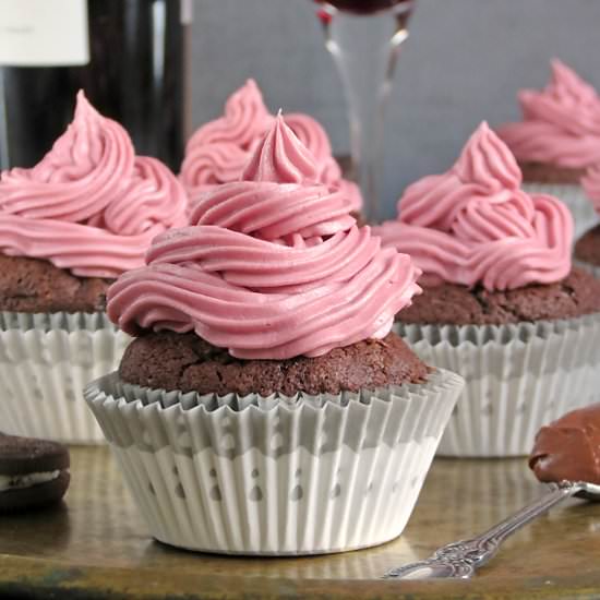Oreo Red Wine Nutella Cupcakes