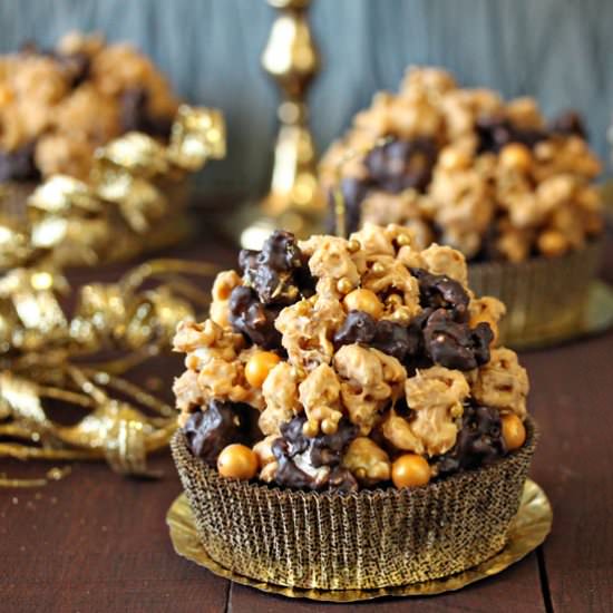 Double Caramel Popcorn Brownies