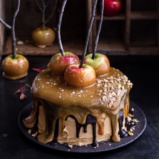 Salted Caramel Apple Snickers Cake
