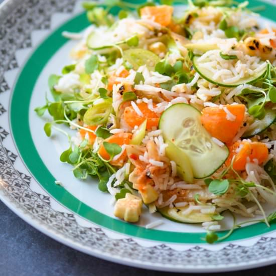 Corn and Kale Sprouts Rice Salad