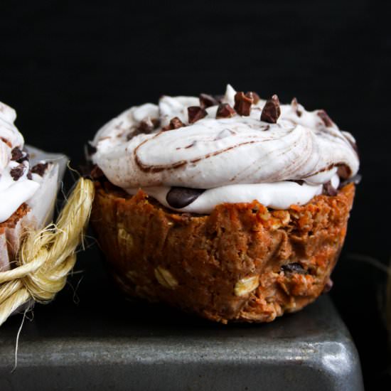 CARROT CUPCAKES with WHIPPED CREAM