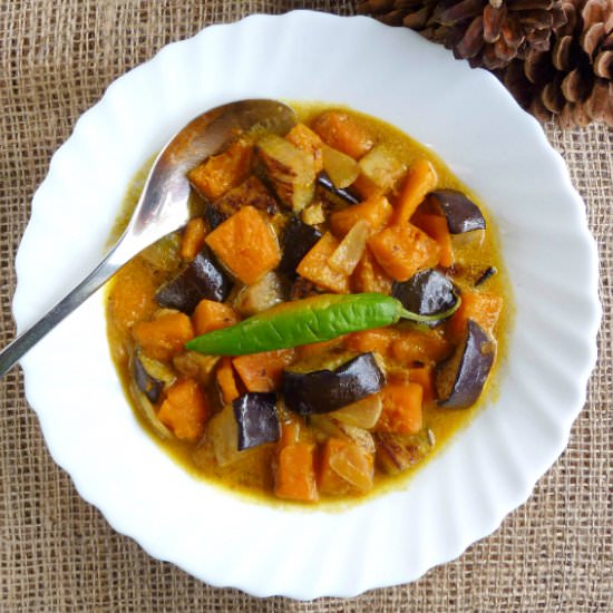 Squash and Eggplant in Coconut Milk