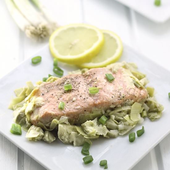 Lemon Artichoke Baked Salmon