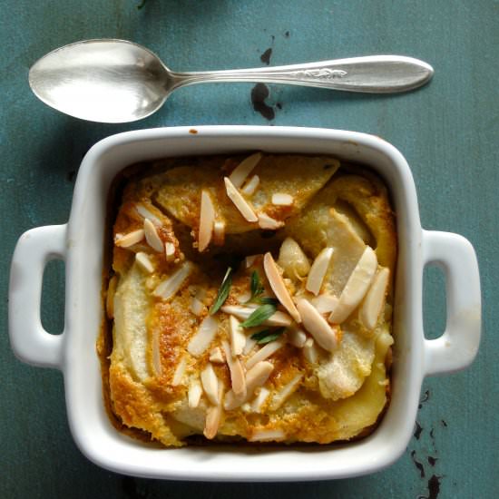 Pear Clafoutis with Thyme & Almonds