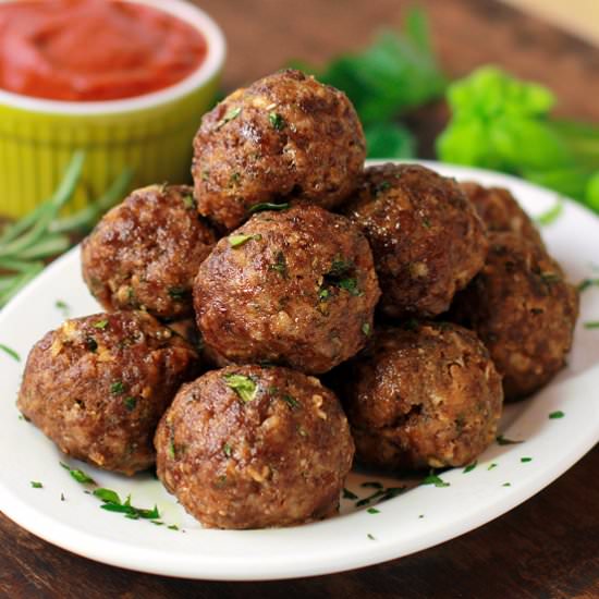 Italian Herb Baked Meatballs