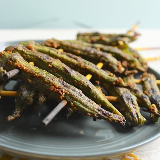 Grilled Curry Okra
