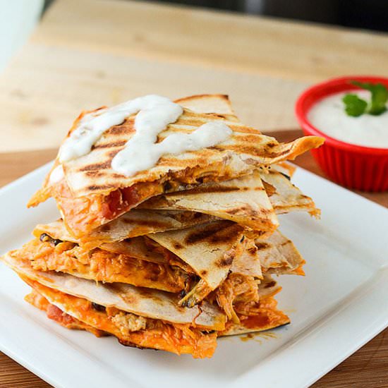 Buffalo Salsa & Chicken Quesadillas