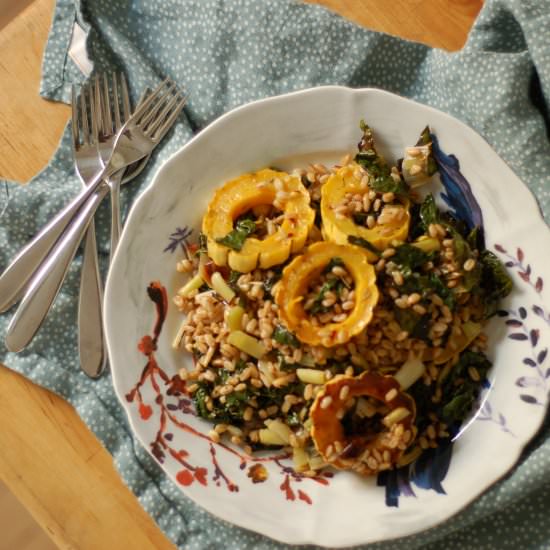 Delicata Squash and Kale with Farro