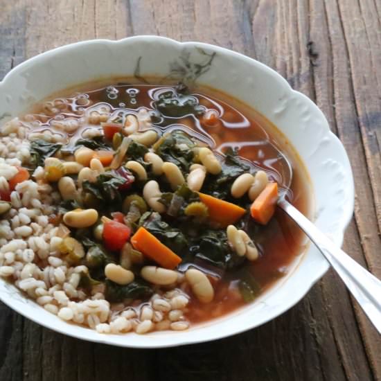 Chard-Barley Soup with Beans