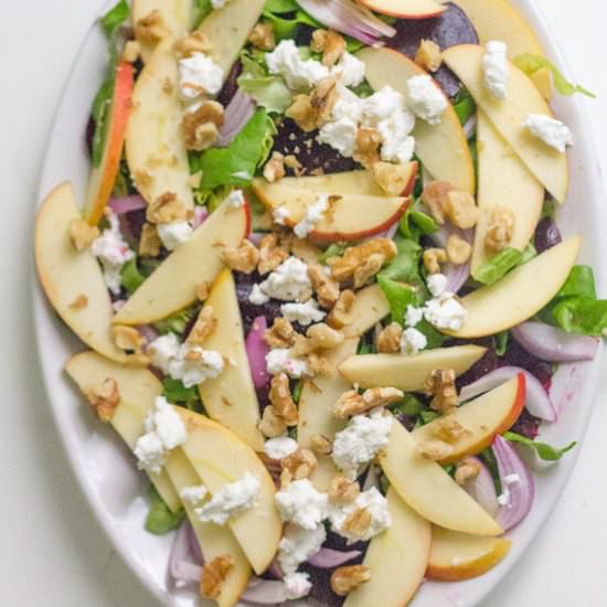 Beet, apple and goat cheese salad