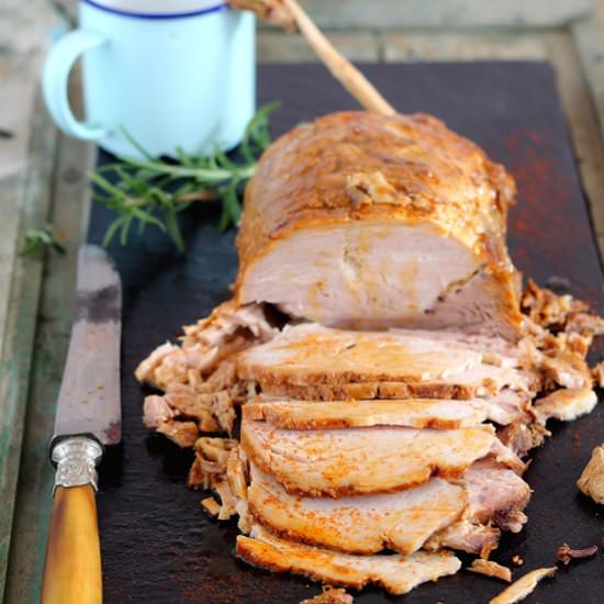 Roasted pork loin spices marinated