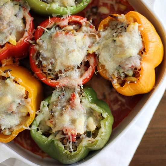 Cheesy Wild Rice Stuffed Peppers