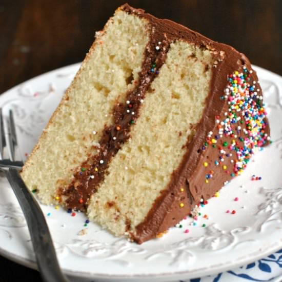 Yellow Cake with Fudge Frosting