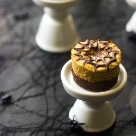 Mini Brownie Pumpkin Cheesecakes