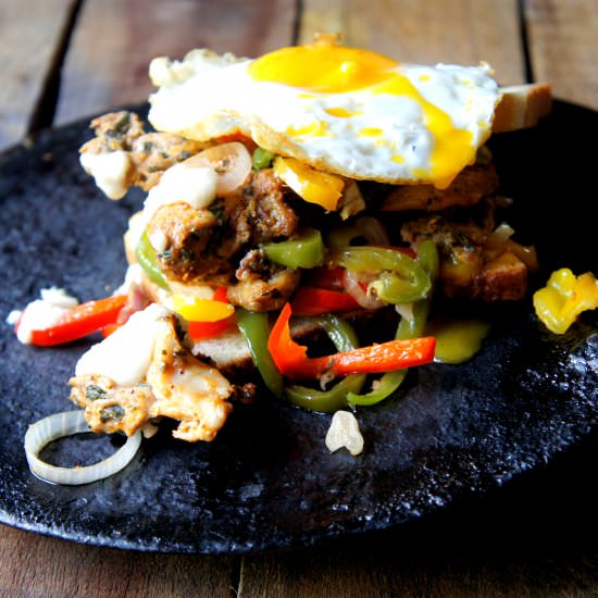 Roast chicken open sandwich