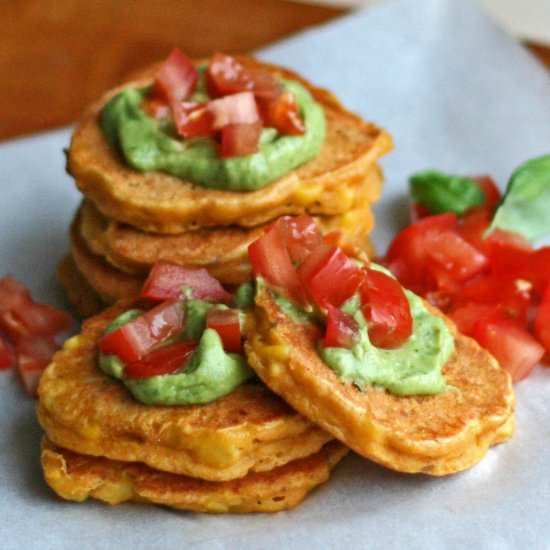 Corn Patties with Avocado Cream