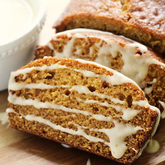 Pumpkin Bread with Caramel Glaze