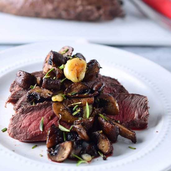 Steak with Herb Roasted Mushrooms