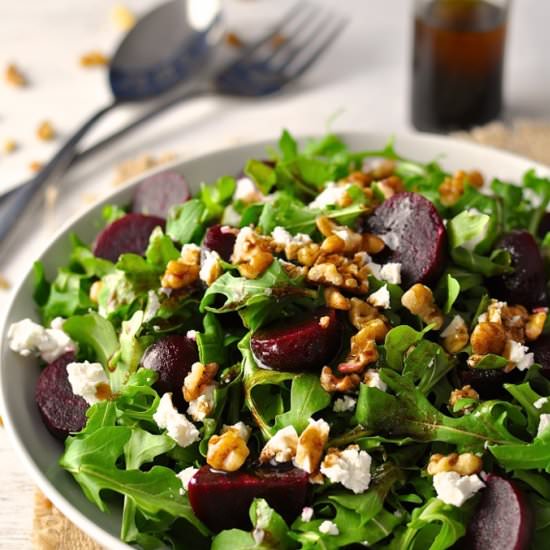 Arugula, Beet, Walnut, Feta Salad