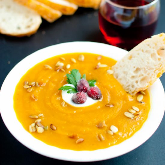 Autumn Harvest Soup w/ Cranberries