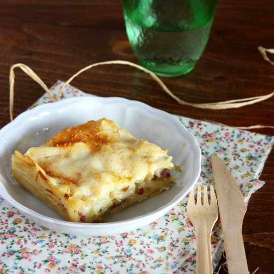 Leeks and sausages Lasagne