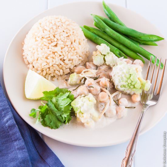 Fragrant Coconut Poached Romanesco