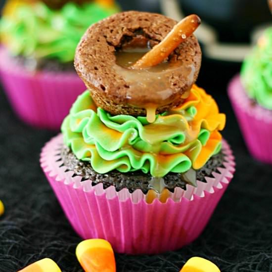 Chocolate Witch’s Cauldron Cupcakes