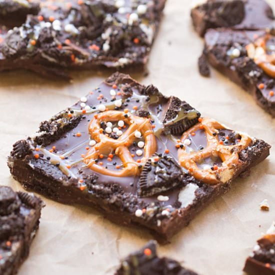 Dark Chocolate Oreo Pretzel Bark