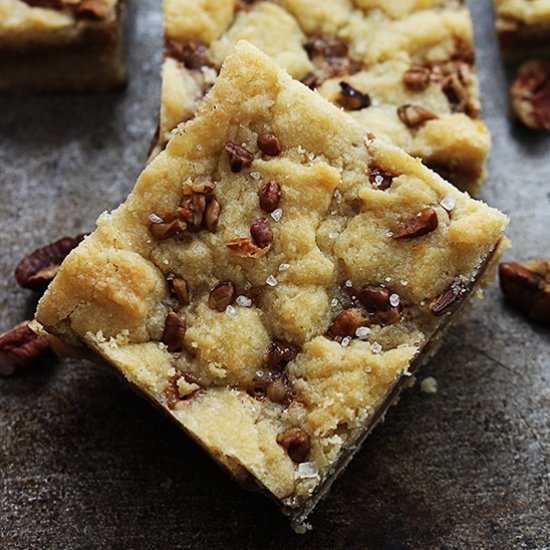 SALTED CARAMEL PECAN BUTTER BARS
