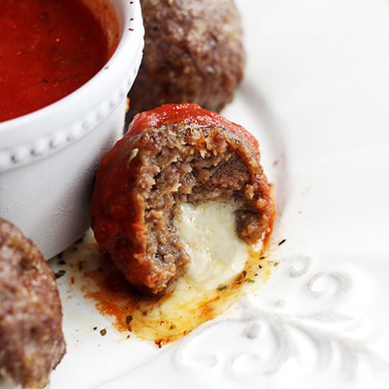 Slow Cooker Mozzarella Stuffed Meatballs