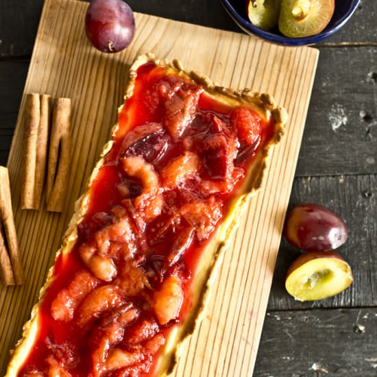 Cheese Tart with Caramelized Plums