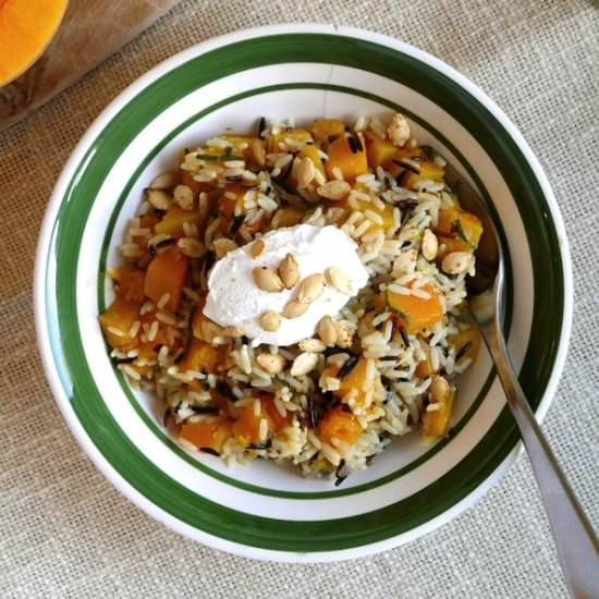 One Pan Rice and Butternut Squash