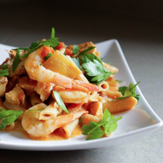 Blackened Chicken Penne with Shrimp