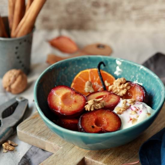 Baked plums
