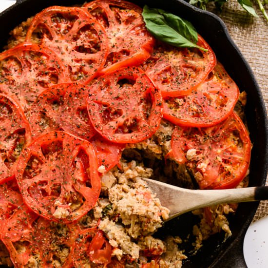Cheesy Farro Bake with Mushrooms