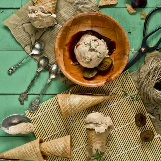 Plum-Rosemary Ice Cream