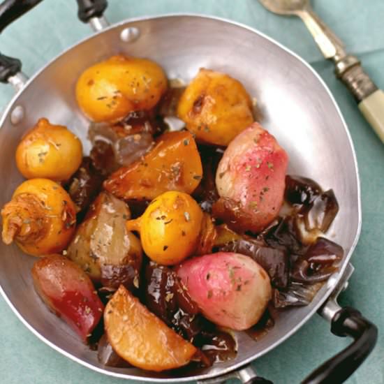 Braised Baby Turnips & Radishes