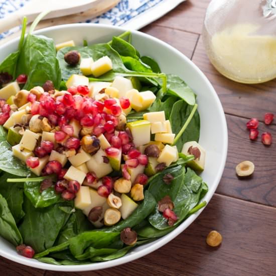 Pear Gouda & Hazelnut Spinach Salad