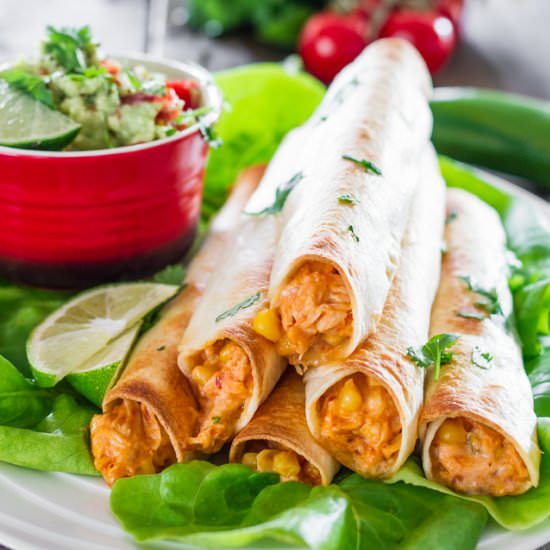 Baked Creamy Cheesy Chicken Flautas