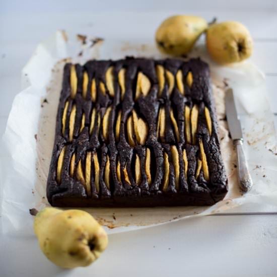 Millet Brownies with Pears