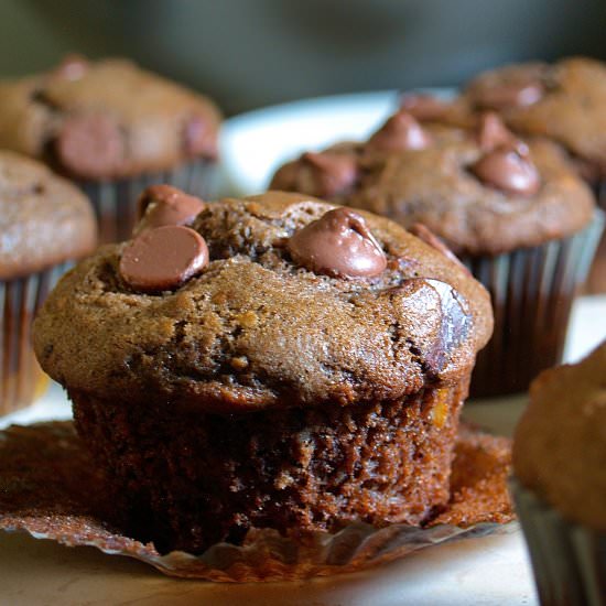 One Bowl Chocolate Banana Muffins