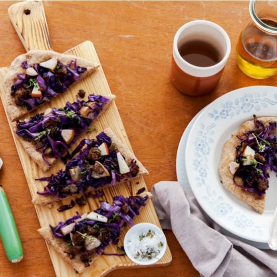 Whole-wheat Flammkuchen & Bratwurst