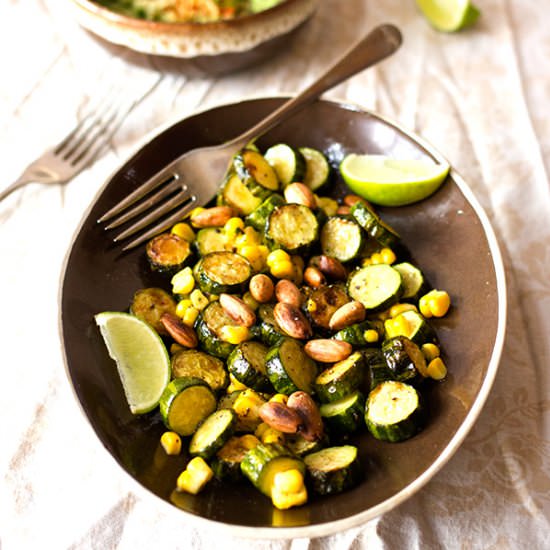 Roasted Zucchini, Corn & Almonds