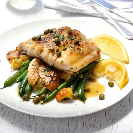 Fish Piccata w/Smashed Potatoes