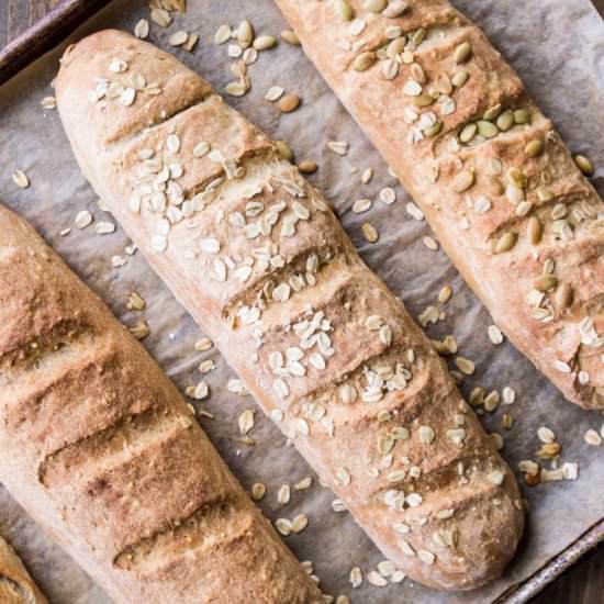 Whole Grain Flax & Millet Baguettes