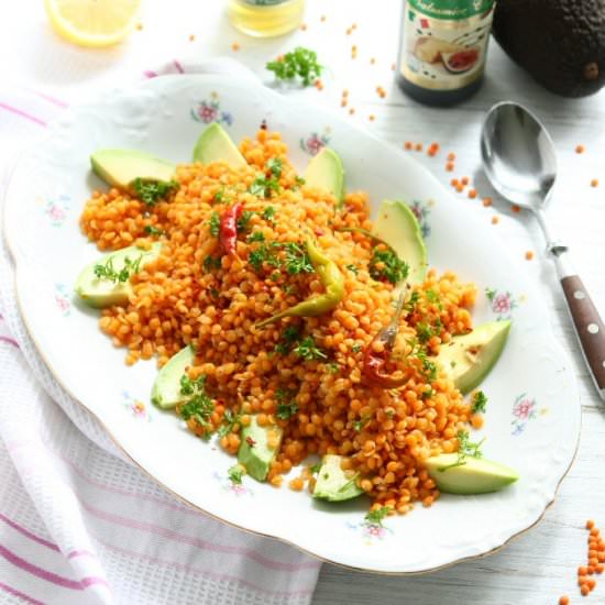 Avocado Red Lentil Salad
