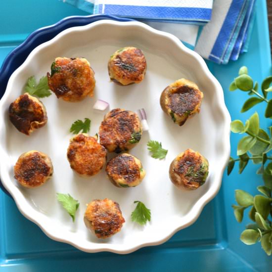 Vegan Potato Stuffed Mushroom Caps