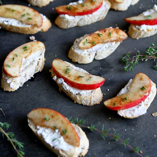 Cinnamon Apple Goat Cheese Crostini
